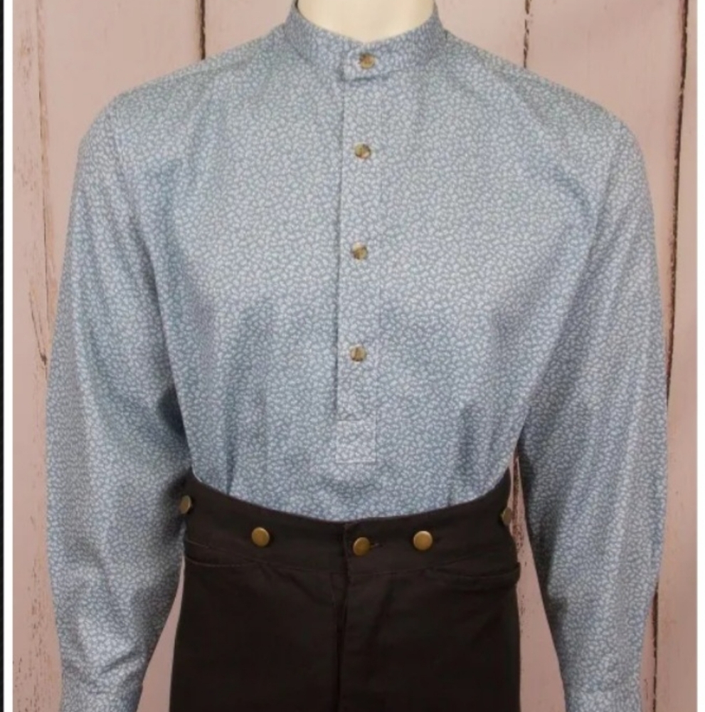 Frontier Classics Light Blue Men's Pull-On Half Button-Up Shirt